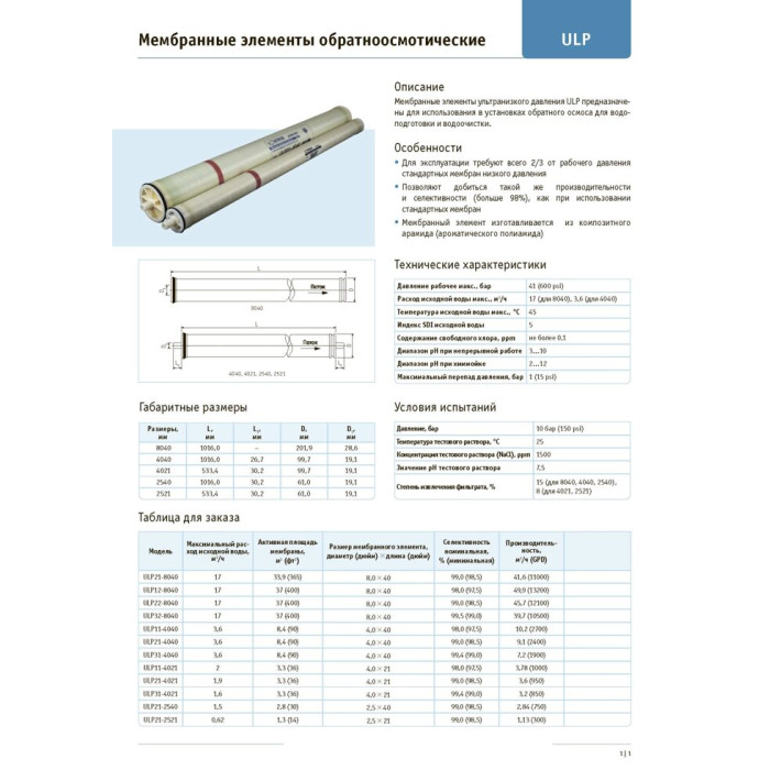 Мембрана VONTRON ULP21-4040