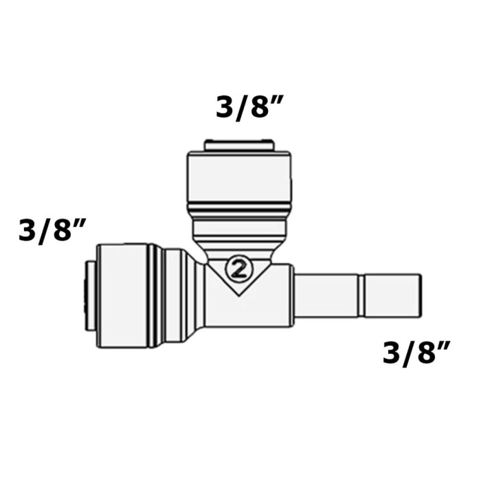 6SST6 (Organic) Фітинг Т-подібний (трубка 3/8" - трубка 3/8" - стрижень 3/8")