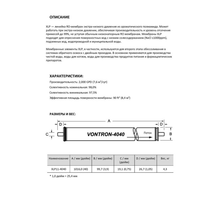 Мембрана VONTRON ХLP11-4040
