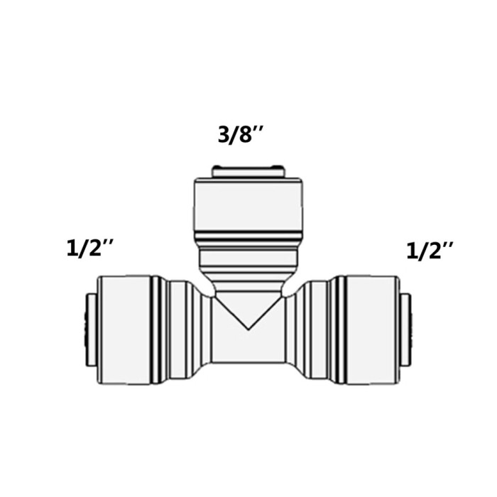 1803-M / (7UT67-D) Фітинг трійник (трубка-трубка-трубка) 1/2" - 3/8" - 1/2"
