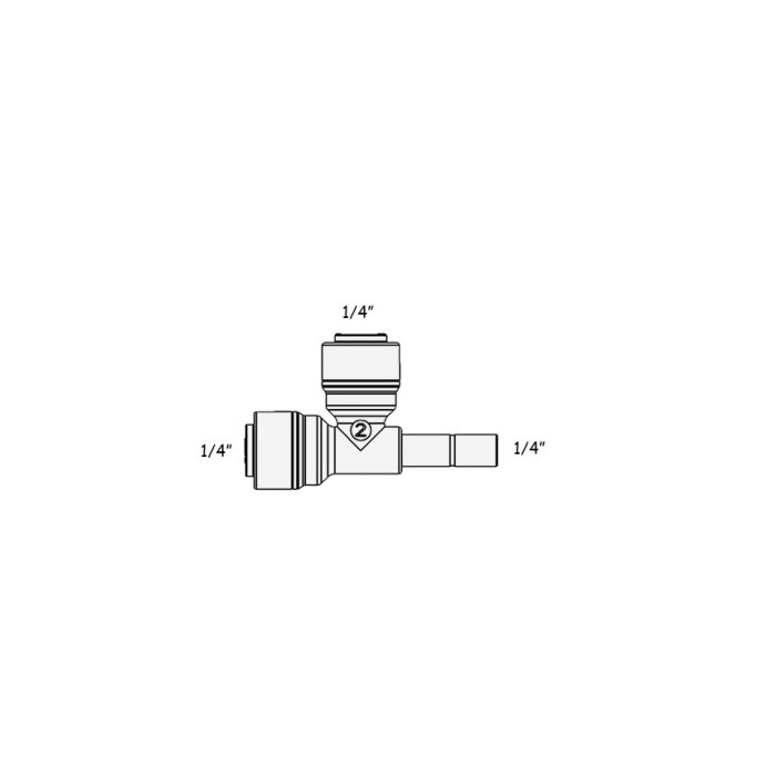 WA-SRT0404 / 4SST4 Фітинг Т-подібний (трубка-трубка-стрижень) 1/4 x 1/4 x 1/4 Organic