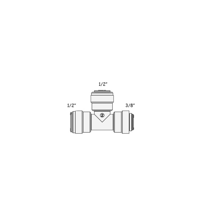 1803-H / 7UT67 Фітинг Т-подібний (трубка 1/2 - трубка 1/2 - трубка 3/8)