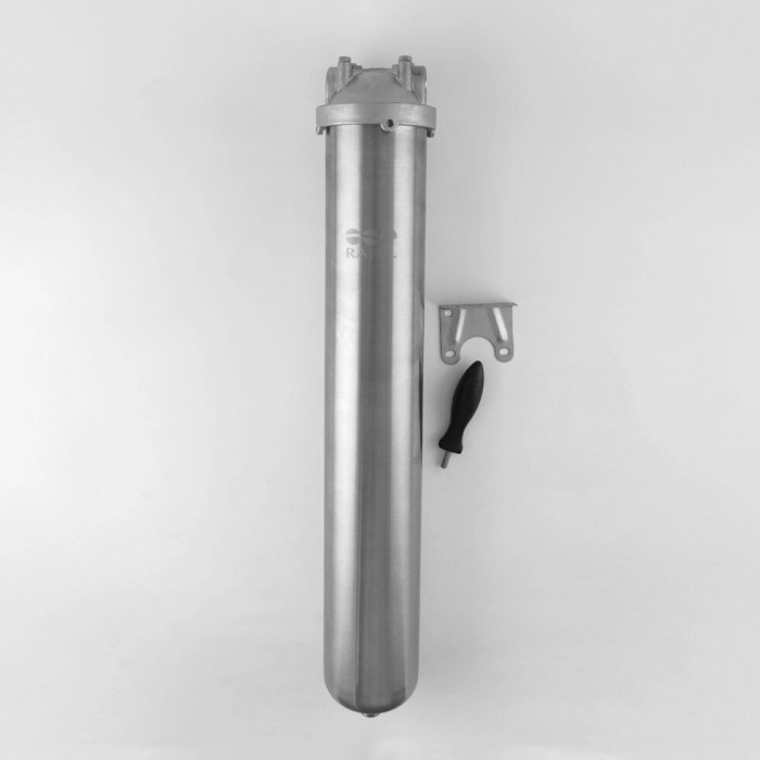 Корпус фільтра Slim 20" HMS-20D 3/4 RAIFIL нержавіюча сталь (в комплекті ключ, кронштейн, саморізи)