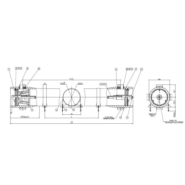 Корпус мембраны 8040 стекловолокно 300 psi FRP8040-2W