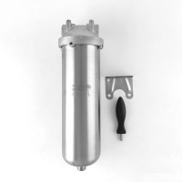 Корпус фільтра Slim HMS-10D 1/2" RAIFIL нержавіюча сталь з дренажним підключенням 1/2"